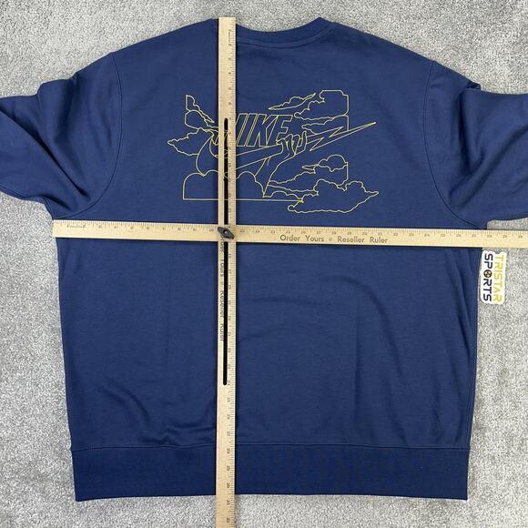 Nike Sweatshirt Mens 2XL Navy Crewneck Fleece Back Graphic Pullover FZ0764-410 - Picture 9 of 11